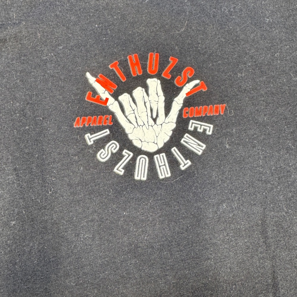 Enthuzst Apparel Company Mens Graphic‎ T Shirt Black Size L Skeleton Hand Y2K